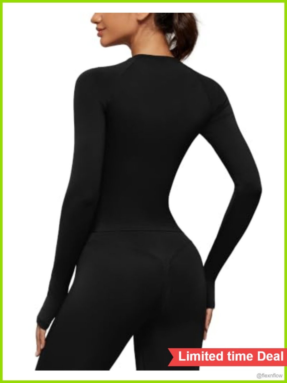 2 Piece Workout Set Long Sleeve Yoga Top Scrunch Leggings Nylon Spandex